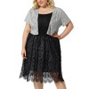 Agnes Orinda Women's Plus Size Lace Allover Spring Lightweight Short Sleeve Cardigan - 2 of 4