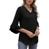 Coolmee Women's Work Blouses Ruffle 3/4 Sleeve Dressy Top V Neck Casual Tunic Blouses Business Shirts - 4 of 4