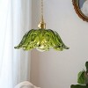 Dewdrop Adjustable Rod Vintage Pendant Light Pendant Light 1 Light Emerald Green Glass Scalloped Shade ETL Dining - 3 of 4