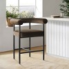 Set of 3 Velvet Upholstered Counter Height Stools, Modern Kitchen Island Stools with Armrests and Footrest for Home Bar-Maison Boucle - 2 of 4
