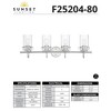 Sunset Lighting Qairo 4-Light Vanity Clear Seeded Glass, Bright Satin Nickel - 2 of 4