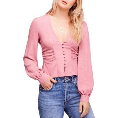 Free People Womens Maise Button Down Blouse