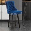 CAVINAS Velvet Swivel Bar Stools with Nailhead Design and Solid Wood Legs, 360-Degree Rotation, for Home Bar, Kitchen Island, Set of 2 - 2 of 4