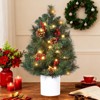 2 Ft small Christmas Tree, Small Tabletop Christmas Tree with 30  Lights, Red Berries & Pine Cones, Lighted Xmas Decor for Small Spaces - 2 of 4