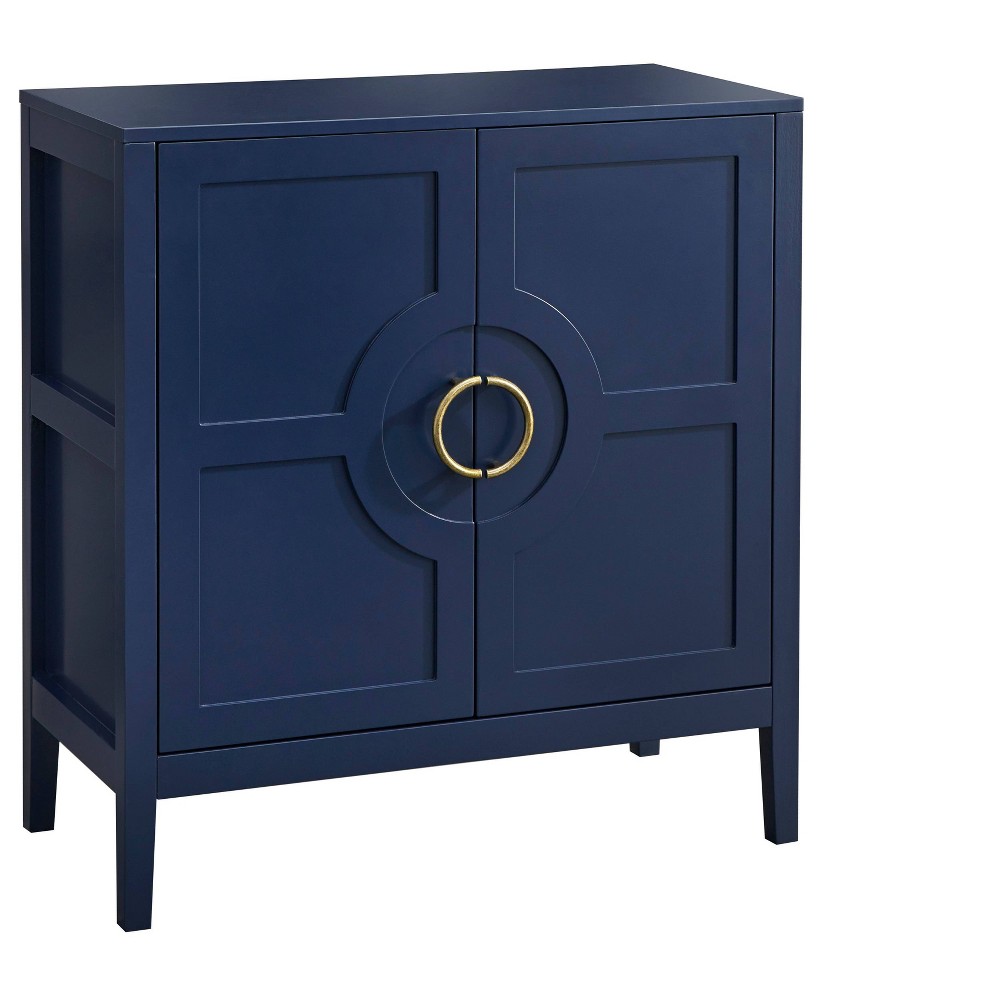 Lifestorey 2 Door Leelah Modern Accent Cabinet Indigo: Brass Tone Handles, Adjustable Shelf, Solid Wood Legs
