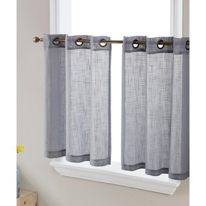 HLC.ME Abbey Faux Linen Semi Sheer Grommet Short Thick Curtain Tiers for Small Windows, Kitchen & Basement, Pair - 1 of 4