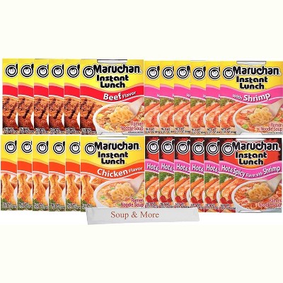 Maruchan Ramen Cup Noodles Instant 24 Count - 6 Beef cups, 6 Shrimp, 6 Chicken & 6 Hot & Spicy Shrimp cup , 4 Flavors