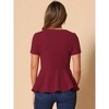 INSPIRE CHIC Women's Short Sleeve Round Neck Stretch Business Classic Peplum Top - 3 of 4