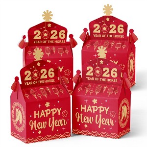 Big Dot of Happiness Lunar New Year - Treat Box Party Favors - 2026 Year of the Horse Goodie Gable Boxes - Set of 12 - 1 of 4