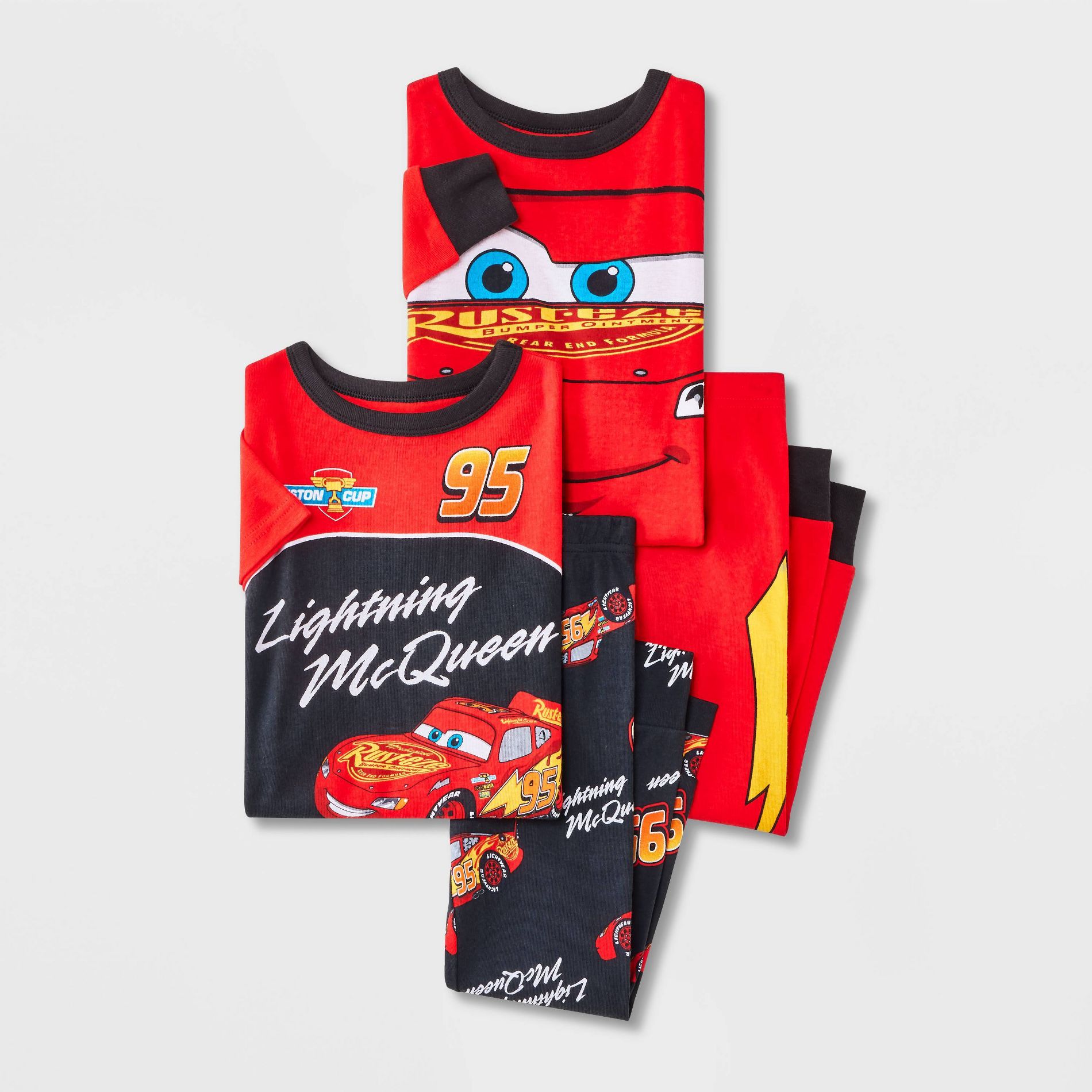 Toddlers Boys' Cars Cotton Snug Fit Pajama Set 4pc - Red/Black