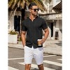 COOFANDY Mens Knit Button Down Shirt Short Sleeve Summer Casual Shirts Vintage Beach Vacation Shirts - 3 of 4