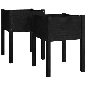 vidaXL Planter Square - Black Set of 2 - 1 of 4