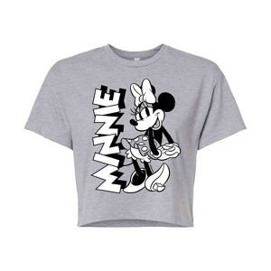 Women's - Disney - Minnie Black And White Cropped Graphic T-Shirt - 1 of 4