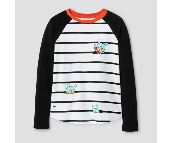 Girls' Toca Boca Long Sleeve Raglan T-Shirt - Black M