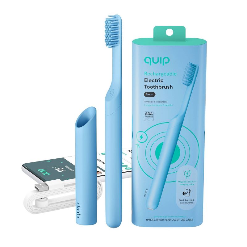 quip Smart Rechargeable Sonic Electric Toothbrush - Plastic | Timer + Travel Case/Mount, 1 of 14