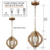 Claxy Farmhouse Brown Wooden Pendant Light Fixture Antiqued Gold Finish - 4 of 4