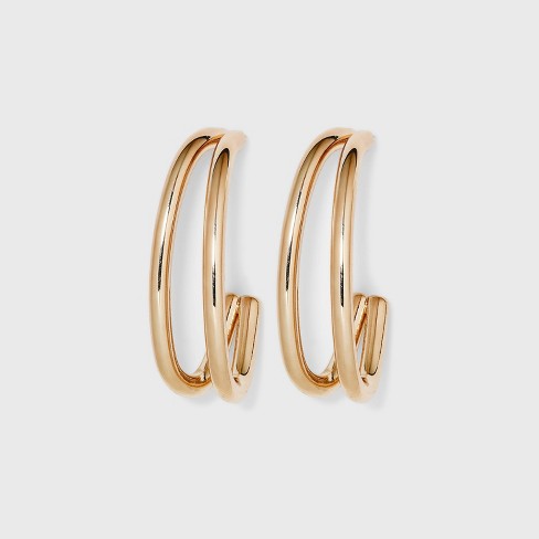 Tubular Oval Hoop Earrings - 14k Gold