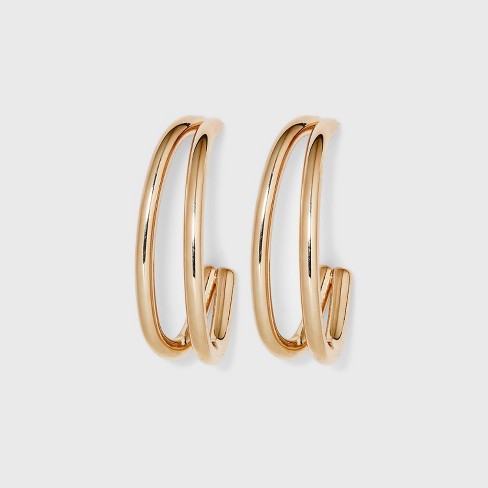  Lucky Brand Women's Gold Large Tubular Hoop Earrings, One Size:  Clothing, Shoes & Jewelry