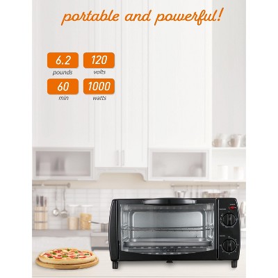 Black 4-Slice Mechanical Toaster Oven with Broiler and Rotisserie