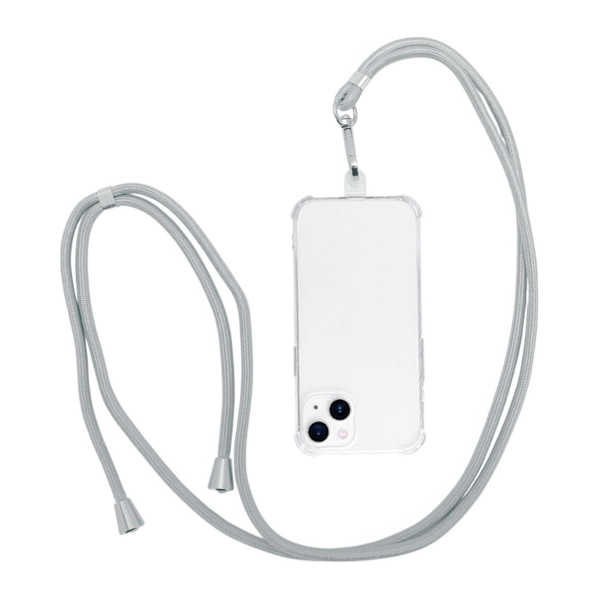 Unique Bargains Adjustable Mobile Phone Strap with Universal Patch Bright Silver Tone 1 Pc