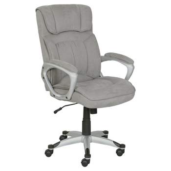 Serta Valetta Office Desk Memory Foam Padding, Midcentury Modern Style,  Chrome-Finished Stainless-Steel Base, Home Chair, Gray
