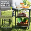 ORRD Outdoor Grill Cart with Foldable Side Table & 3-Tier Shelves, Stainless Steel Pizza Oven Stand, Mobile BBQ Prep Table with Hooks & Wheels - 3 of 4