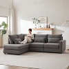 TIRAMISUBEST 4-Piece L-Shaped Sectional Sofa with 4 Lumbar Pillows, Convertible Linen Couch with Ottoman - 4 of 4