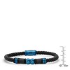 Steeltime Men's black braided leather and black & blue ip stainless steel bead bracelet - 3 of 3