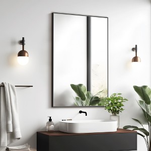 SpassWay Metal Bathroom/Vanity Mirror Modern Accent Mirror for Living Room Bathroom Bedroom Entryway Black/Gold/Silver - 1 of 4