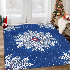 Fulvari Christmas Snowflake Area Rug,Rug Washable Non Slip for Entryway,Mats for Front Door,Bedroom Living Room Laundry Room Indoor - 1 of 4