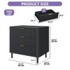 Modern Fluted 3 Drawer Dresser Chest of Drawers with Solid Wood Legs Wood Storage Dresser Organizer for Dorms Flats Living Rooms - 2 of 4