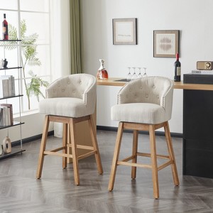 GDFStudio Combes Upholstered 33 Inch Swivel Barstools (Set of 2) - 1 of 4