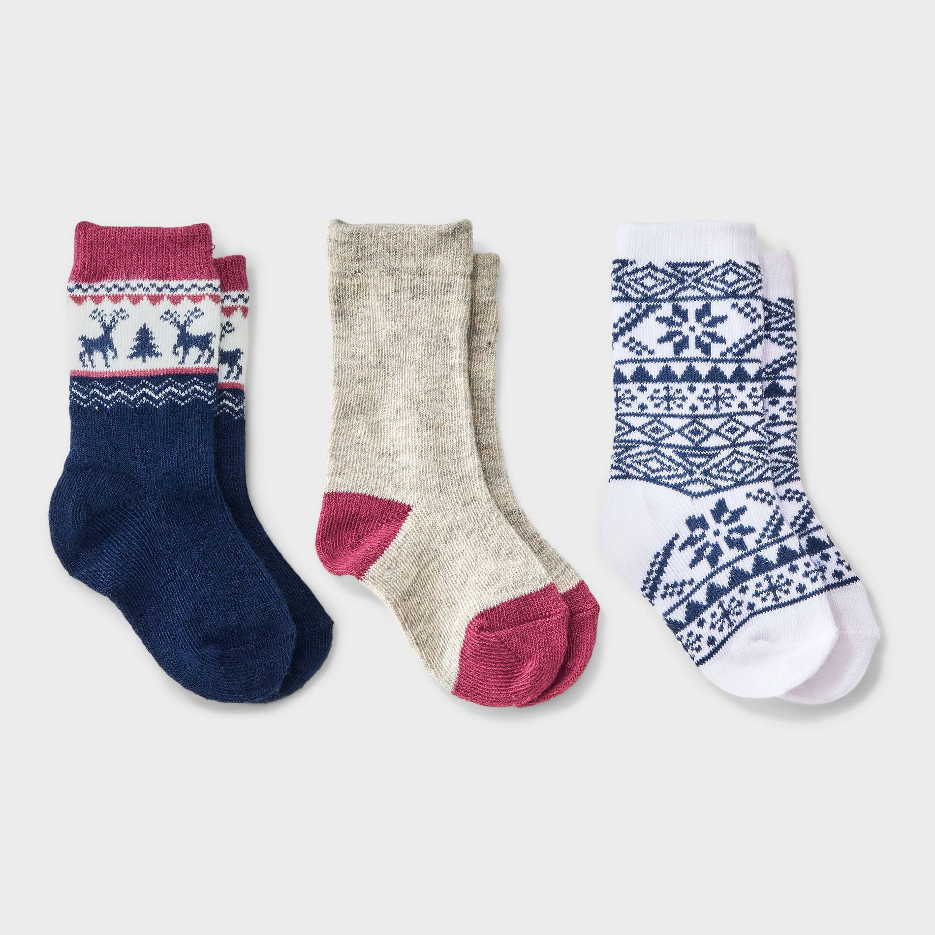 Toddler 3pk Reindeer Fairaisle Crew Socks - Cat & Jack™
