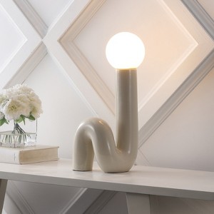 JONATHAN Y Katya Scandinavian Minimalist Ceramic Spiral Tube LED Table Lamp - 1 of 4