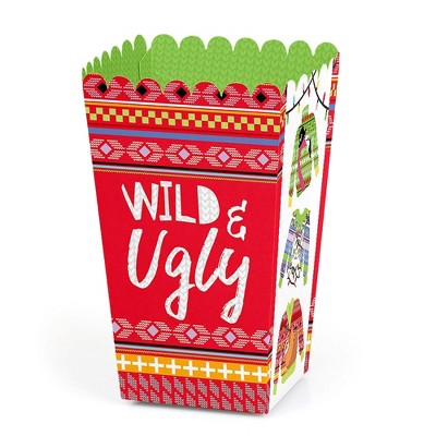 Big Dot of Happiness Wild and Ugly Sweater Party - Holiday and Christmas Animals Party Favor Popcorn Treat Boxes - Set of 12