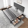 Bed Frame with 4 Storage Drawers and Headboard, Faux Leather Upholstered Platform Bed Frame with Wooden Slats Support - 4 of 4