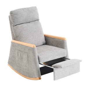 Dexmalle Modern Upholstered Rocking Chair Rubber Wood Armchair - 1 of 4
