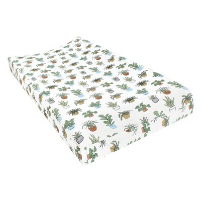 Hudson Baby Cotton Changing Pad Cover, Plants, One Size
