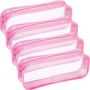 Fmeida 4 Pieces Clear PVC Bags Big Capacity Zipper Pencil Pouch Case - 1 of 4