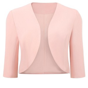 INSPIRE CHIC Women's 3/4 Sleeve Collarless Open Front 2026 Elegant Cocktail Bolero Cardigan - 1 of 4