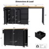 LOVSON 74.8" Expandable Kitchen Island with 3 Drawers,Power Outlet,Casters,Spice Rack,2-Door Cabinet,For Kitchen,Dining Room,Black - 3 of 4