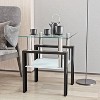 Okak Modern Elegant Tempered Glass Coffee Table 1PC, Square Tea Table End Table with Open Shelf for Small Living Room - 2 of 4