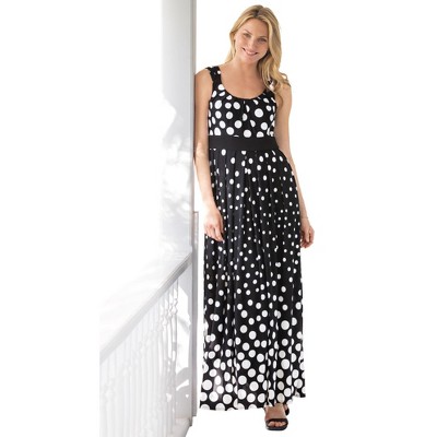 Woman Within Plus Size Banded-Waist Print Maxi Dress
