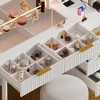 FONTOI 59.4"W Makeup Vanity Desk with Mirror Glass Top 11 Drawers Open Storage Shelves for Woman Bedroom Dressing Room, White, 59.45"*15.75"*53.35" - 4 of 4