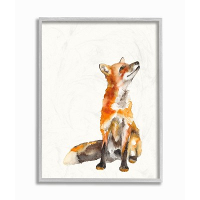 Stupell Industries Curious Fox Watercolor Orange Animal Painting