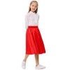 Kids Solid Pleated Skirt Below the Knee Girls Satin Skirts - 4 of 4