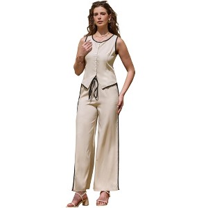 INSPIRE CHIC Women's Summer Dressy Casual Sleeveless Tank Tops Wide Leg Drawstring Pants Elegant 2 Piece Outfits - 1 of 4