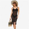 Anna-Kaci Swim Women's Crochet Knit Cover-Up Dress with Fringe Hem - 4 of 4