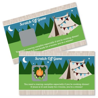 Big Dot of Happiness Happy Camper - Camping Baby Shower or Birthday Party Game Scratch Off Cards - 22 Count