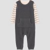 Carter's Just One You® Baby Boys' 2pc Striped Long Sleeve T-Shirt and Overalls Set - Gray - 2 of 4